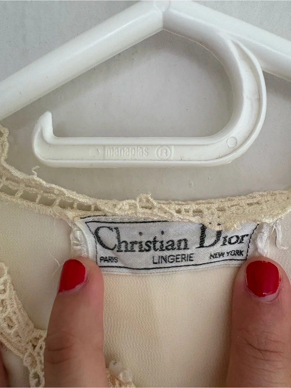 Vintage Christian Dior Lingerie Ivory Lace Nightgown Slip Dress 70-80s Coquette - Picture 3 of 9